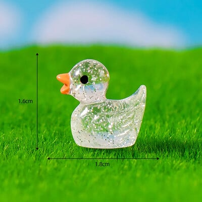 50PCS Mini patke Minijature od smole sa šljokicama Vilinski ukras za vrt Sjajna patka Kuća za lutke DIY dodaci Kućni dekor Kawaii