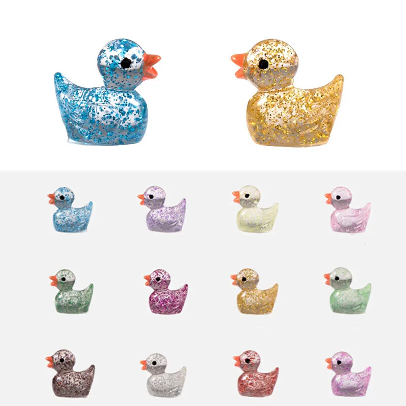 50PCS Mini patke Minijature od smole sa šljokicama Vilinski ukras za vrt Sjajna patka Kuća za lutke DIY dodaci Kućni dekor Kawaii