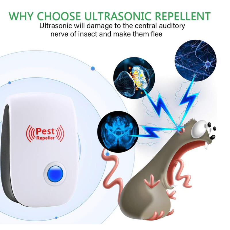 3/4/6 db Ultrahangos elektronikus rovarriasztó egerek patkányok csótányok kártevőirtó készülék háztartási szúnyogölő