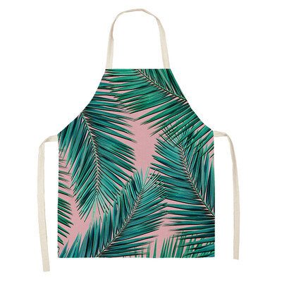 Žalias atogrąžų palmių raštas 53*65 cm Valymo prijuostės Namų gaminimas Virtuvė Virtuvė Prijuostė Virėjas dėvėti Medvilniniai Lininiai Pinafore Seilinukai suaugusiems 46342