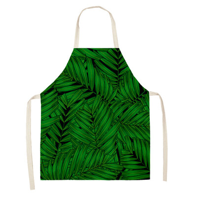Žalias atogrąžų palmių raštas 53*65 cm Valymo prijuostės Namų gaminimas Virtuvė Virtuvė Prijuostė Virėjas dėvėti Medvilniniai Lininiai Pinafore Seilinukai suaugusiems 46342