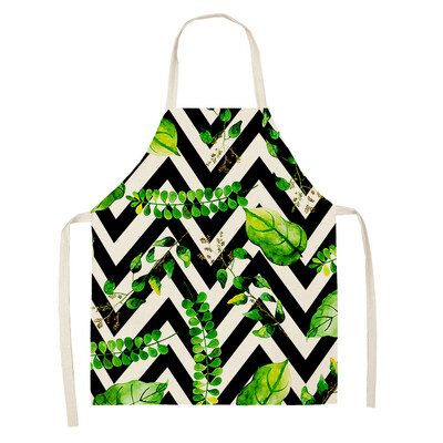 Žalias atogrąžų palmių raštas 53*65 cm Valymo prijuostės Namų gaminimas Virtuvė Virtuvė Prijuostė Virėjas dėvėti Medvilniniai Lininiai Pinafore Seilinukai suaugusiems 46342
