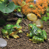 Roztomilá živicová žaba figúrka socha simulácia zelená žaba ornament bonsai sukulentná dekorácia remeslá domáca záhradná dekorácia