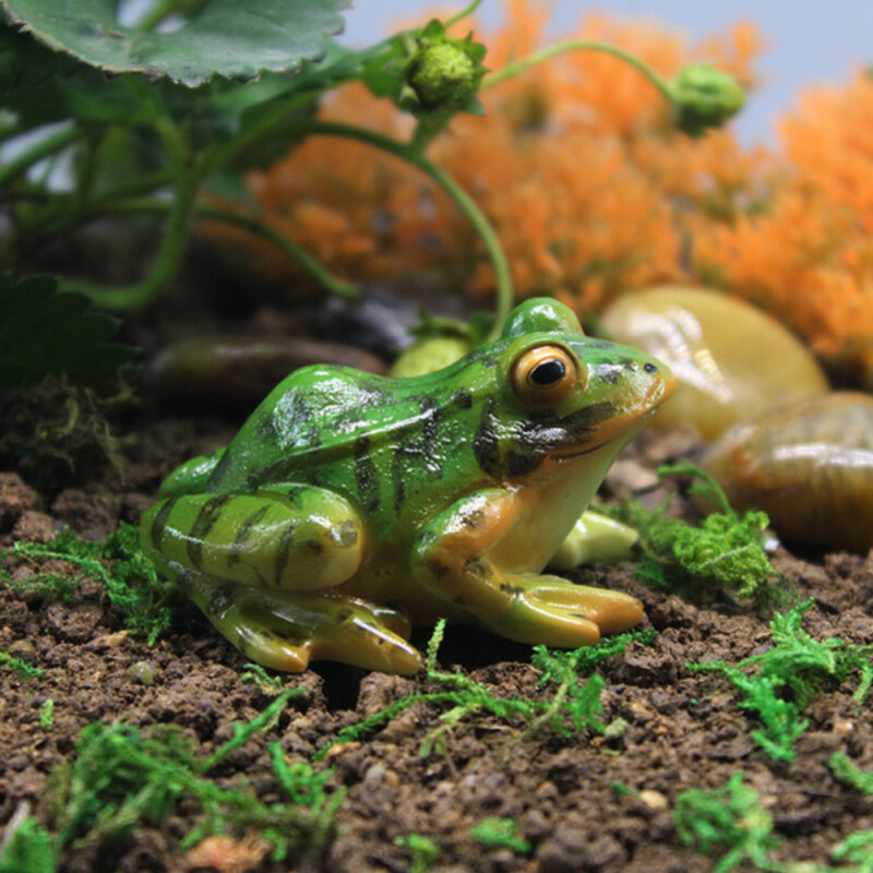 Roztomilá živicová žaba figúrka socha simulácia zelená žaba ornament bonsai sukulentná dekorácia remeslá domáca záhradná dekorácia