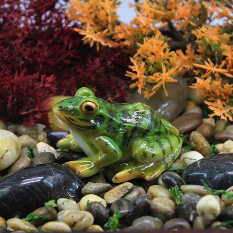Roztomilá živicová žaba figúrka socha simulácia zelená žaba ornament bonsai sukulentná dekorácia remeslá domáca záhradná dekorácia