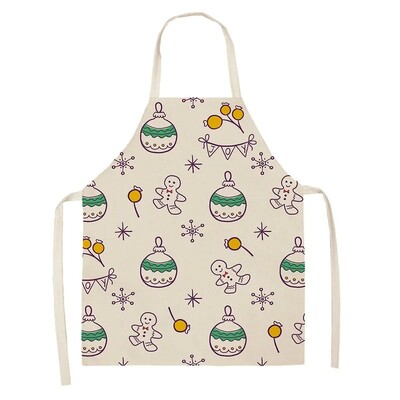 Nová vianočná vzorovaná jemná ľanová zástera do domácnosti, kuchynská upratovacia zástera bez rukávov, vianočná zvieracia dekoračná zástera
