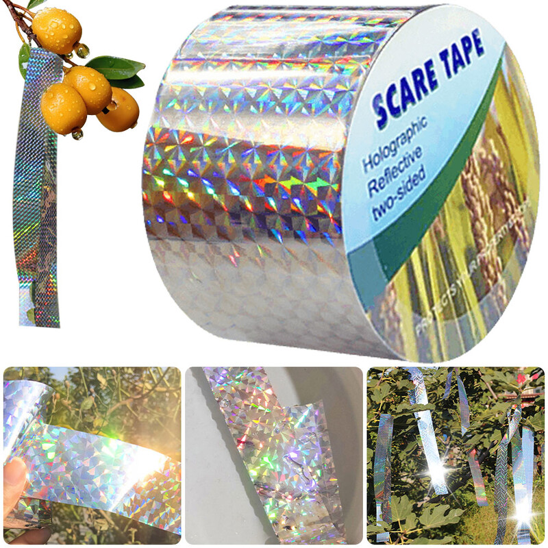 2,4 cm x 50 m/4,8 cm x 50 m kétoldalas lézeres madárriasztó szalag Madarak távoltartása Madárriasztó szalag kerti gazdaság gyümölcsöséhez vagy udvarához