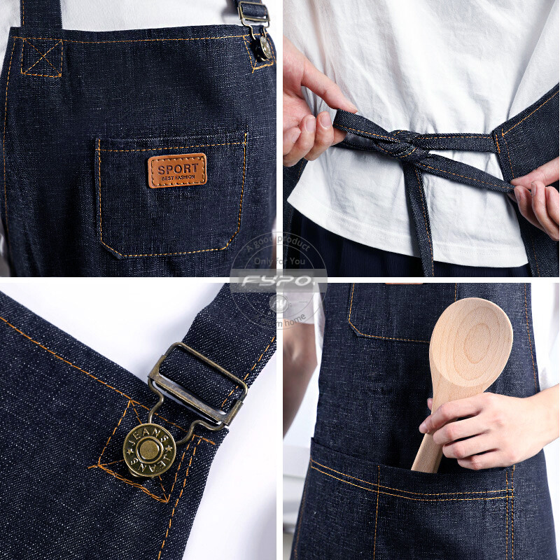 Trumpa prijuostė Chef Reguliuojamos klasikinės prijuostės su 3 kišenėmis vyrams Moterų barista barmenė tapytoja virtuvės maisto gaminimo priedai