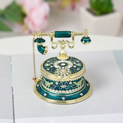 Prabangus namų apyvokos emalio rankų darbo papuošalai Retro telefono papuošalų dėžutė Vestuvių žiedų dėžutė Telefono papuošalai Telefono Fijo Casa