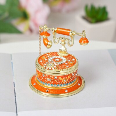 Prabangus namų apyvokos emalio rankų darbo papuošalai Retro telefono papuošalų dėžutė Vestuvių žiedų dėžutė Telefono papuošalai Telefono Fijo Casa