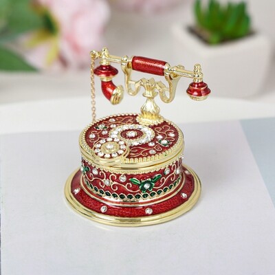 Prabangus namų apyvokos emalio rankų darbo papuošalai Retro telefono papuošalų dėžutė Vestuvių žiedų dėžutė Telefono papuošalai Telefono Fijo Casa