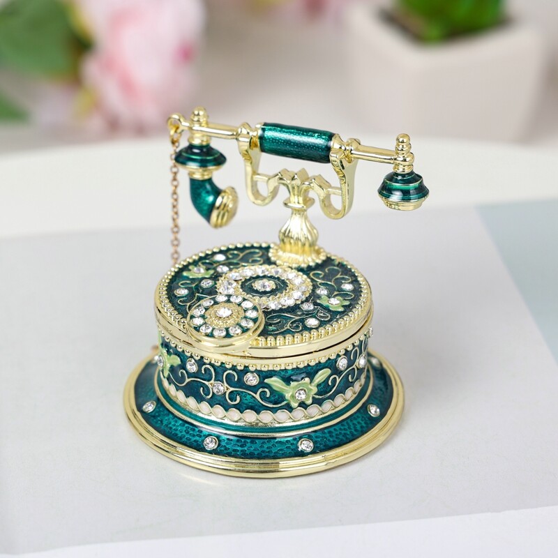 Prabangus namų apyvokos emalio rankų darbo papuošalai Retro telefono papuošalų dėžutė Vestuvių žiedų dėžutė Telefono papuošalai Telefono Fijo Casa