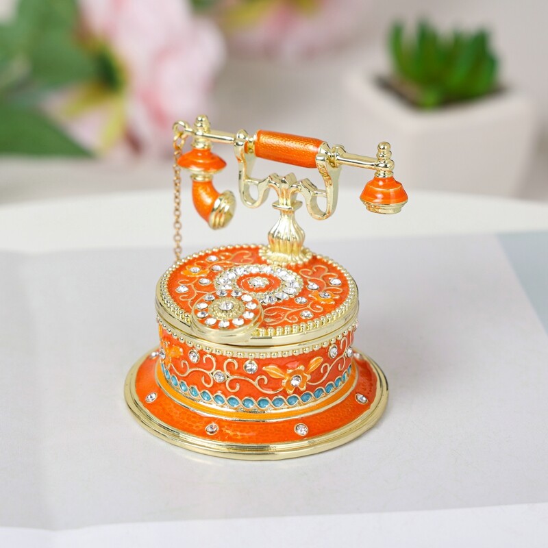 Prabangus namų apyvokos emalio rankų darbo papuošalai Retro telefono papuošalų dėžutė Vestuvių žiedų dėžutė Telefono papuošalai Telefono Fijo Casa