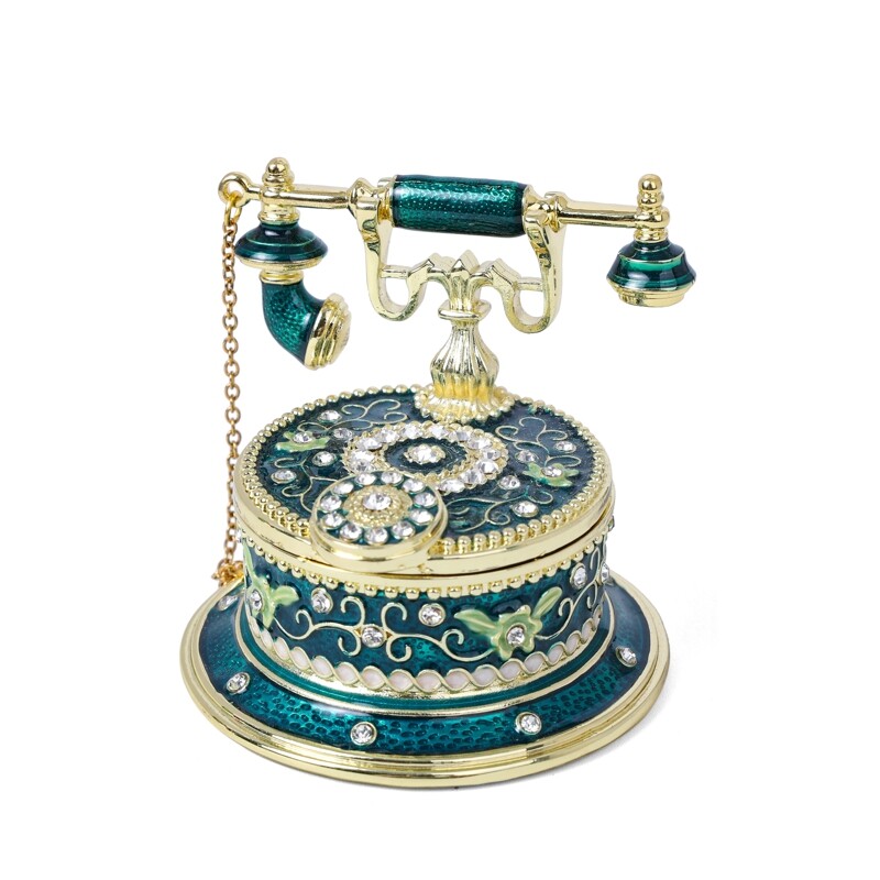Prabangus namų apyvokos emalio rankų darbo papuošalai Retro telefono papuošalų dėžutė Vestuvių žiedų dėžutė Telefono papuošalai Telefono Fijo Casa
