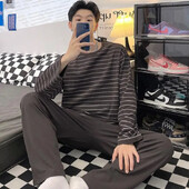 Muška pamučna pidžama s dugim rukavima Nova vrhunska odjeća za spavanje s medvjeđim dizajnom, široka domaća tanka spavaćica za mlade