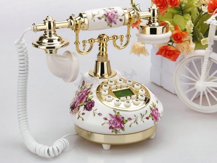 Laidinis telefonas Retro stacionarus telefonas namams / biurui / viešbučiui, Kinija Keraminiai antikvariniai telefonai Senamadiški dekoro staliniai telefonai