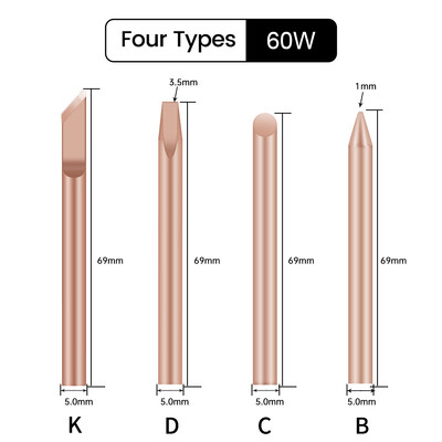 4 ks externý hrot spájkovačky BCDK z čistej medi, spájkovacia hlava 30W 40W 60W, náhradný hrot, nástroje na opravu zvárania