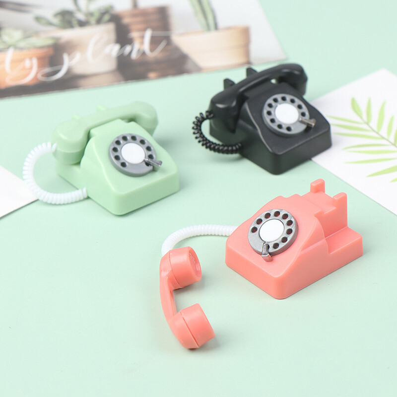 1: 12 lėlių namelio modeliavimo mini retro telefonai Baldų priedai, skirti lėlių namų dekoravimui Vaikai vaidina žaisti žaislai