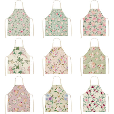 1db Sötét virágos kötény derék előke Női kötények Vintage Plant Otthoni főzőeszköz Pinafore Virág Gyermek Vízálló Pinafore Delantal