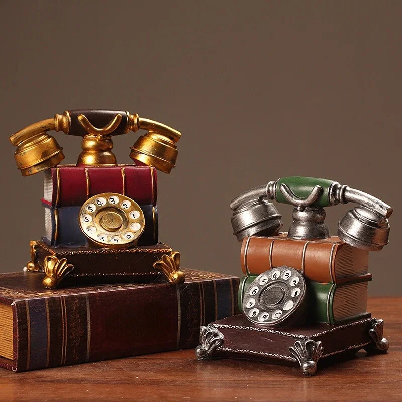 Dekoratívny model telefónu, živicový falošný telefón, dekorácia, kreatívny domáci retro ornament, vintage telefón do baru, kancelárskeho stola