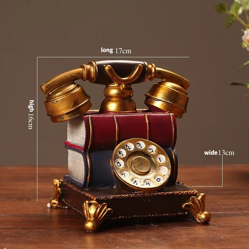 Dekoratívny model telefónu, živicový falošný telefón, dekorácia, kreatívny domáci retro ornament, vintage telefón do baru, kancelárskeho stola
