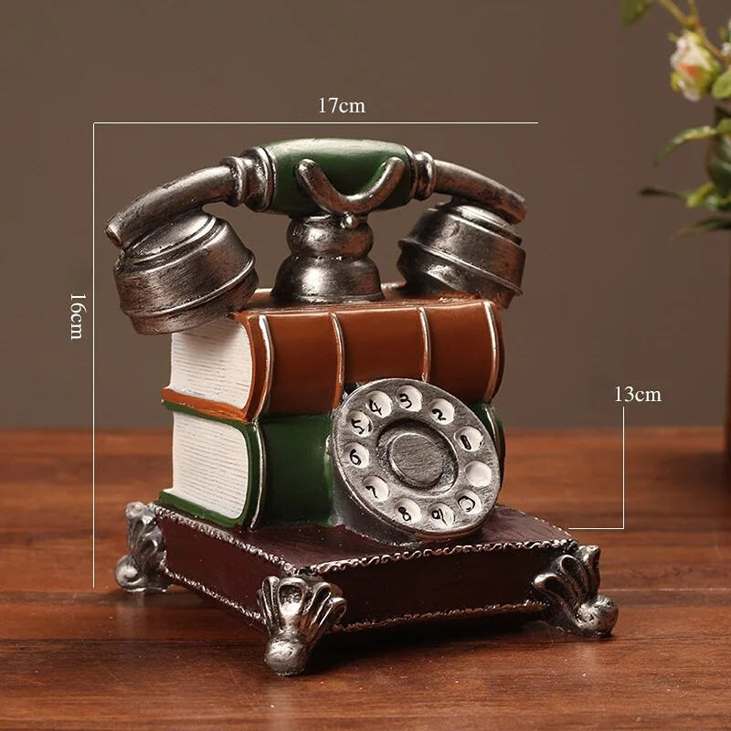Dekoratívny model telefónu, živicový falošný telefón, dekorácia, kreatívny domáci retro ornament, vintage telefón do baru, kancelárskeho stola