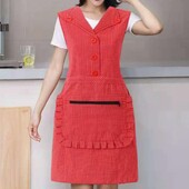 Pregača za kuhanje bez rukava Kuhinjska pregača otporna na ulje, džepni karirani uzorak, pamučna pregača, prsluk, radna odjeća za kućanske poslove