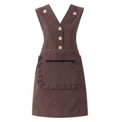 Pregača za kuhanje bez rukava Kuhinjska pregača otporna na ulje, džepni karirani uzorak, pamučna pregača, prsluk, radna odjeća za kućanske poslove