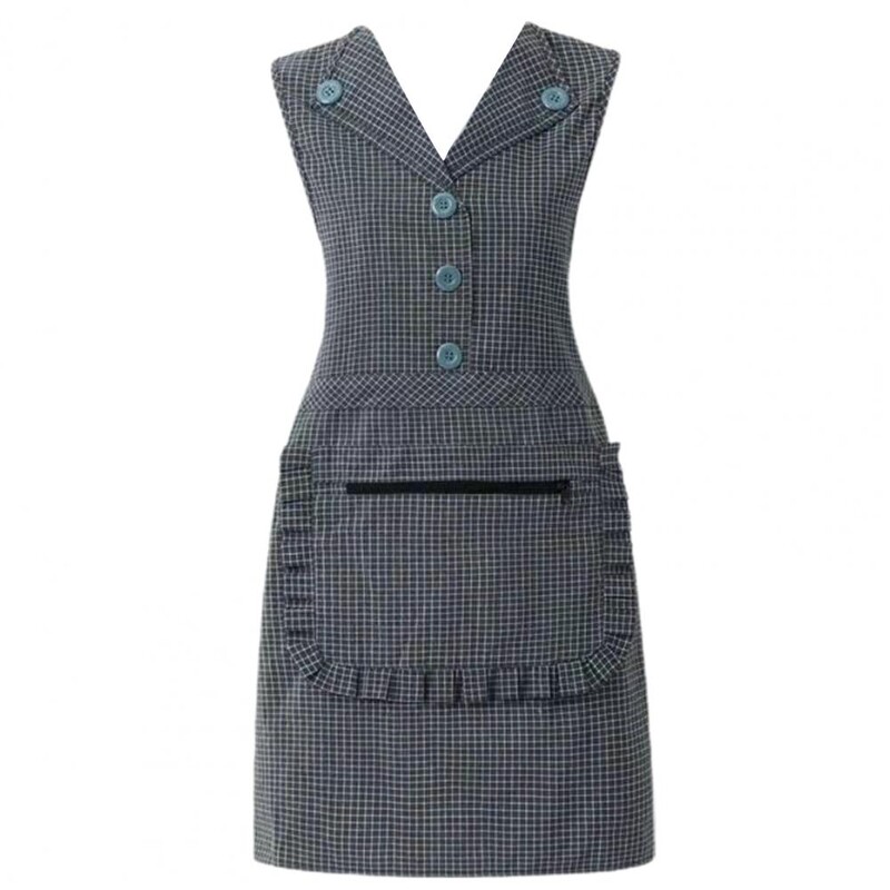 Pregača za kuhanje bez rukava Kuhinjska pregača otporna na ulje, džepni karirani uzorak, pamučna pregača, prsluk, radna odjeća za kućanske poslove