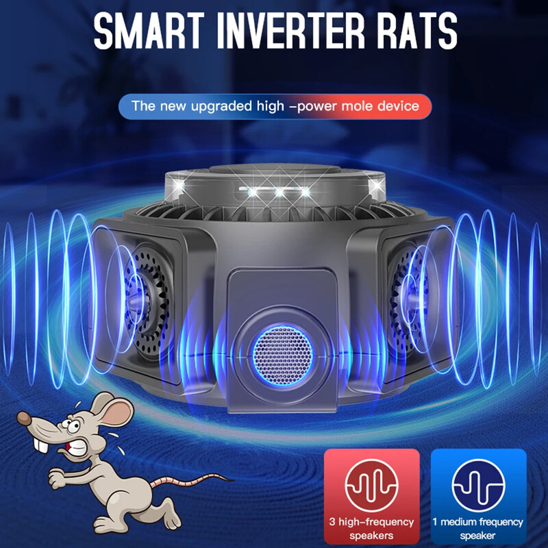 Respingător cu ultrasunete de 360° pentru dăunători Dispozitiv pentru șoareci cu lumină stroboscopică în dotare Repelent pentru șobolani Control electronic al dăunătorilor pentru interior