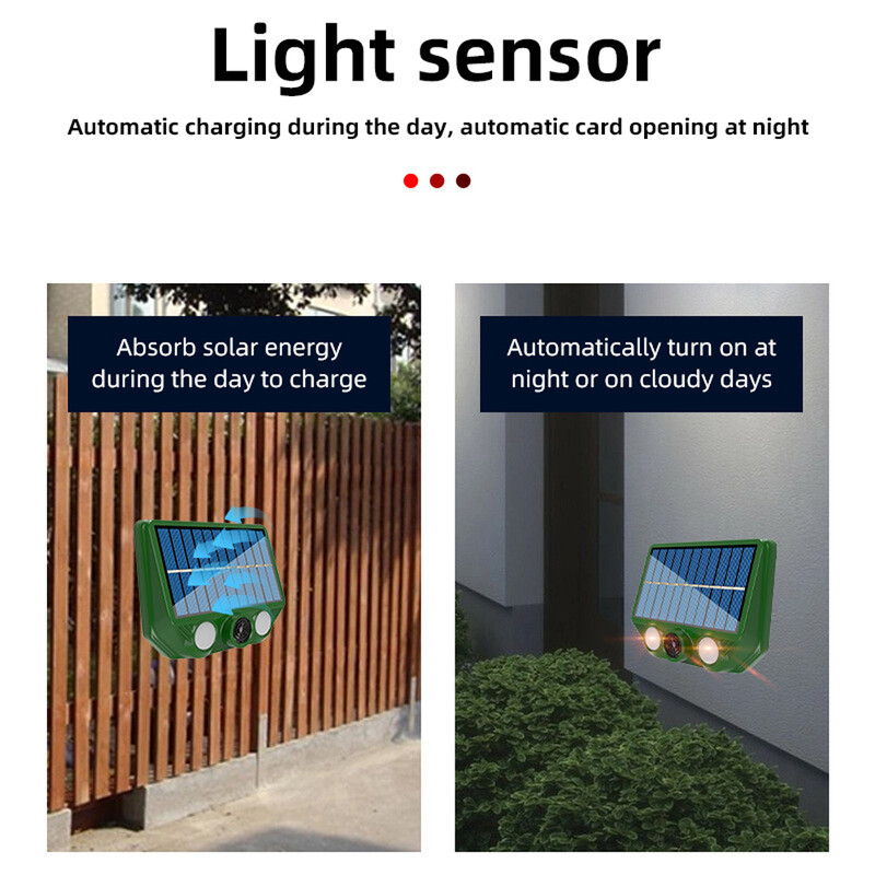 Dispozitiv de respingere a animalelor cu ultrasunete pentru pisici și câini, rezistent la apă, alimentat cu energie solară, dispozitiv de descurajare a animalelor, 500 mAh, pentru peluze în aer liber, grădină