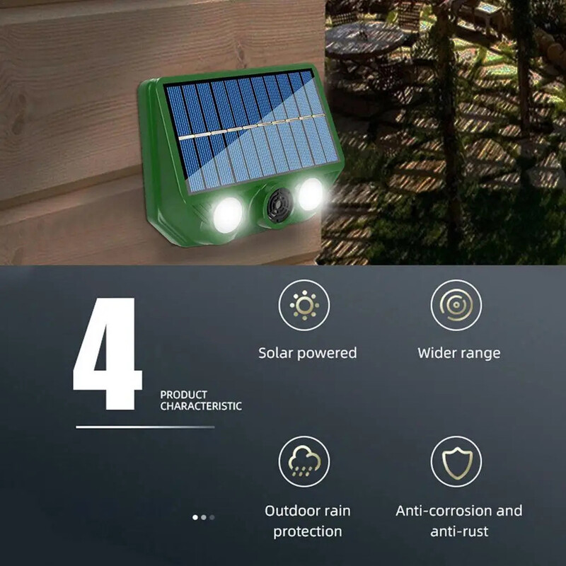 Dispozitiv de respingere a animalelor cu ultrasunete pentru pisici și câini, rezistent la apă, alimentat cu energie solară, dispozitiv de descurajare a animalelor, 500 mAh, pentru peluze în aer liber, grădină