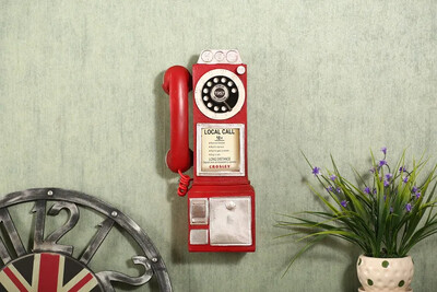 Kreativita Vintage telefónny model nástenné závesné ozdoby Retro nábytok Telefón miniatúrne remeslá darček pre bar domáce dekorácie