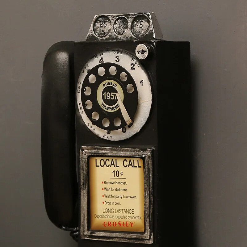 Kreativita Vintage telefónny model nástenné závesné ozdoby Retro nábytok Telefón miniatúrne remeslá darček pre bar domáce dekorácie