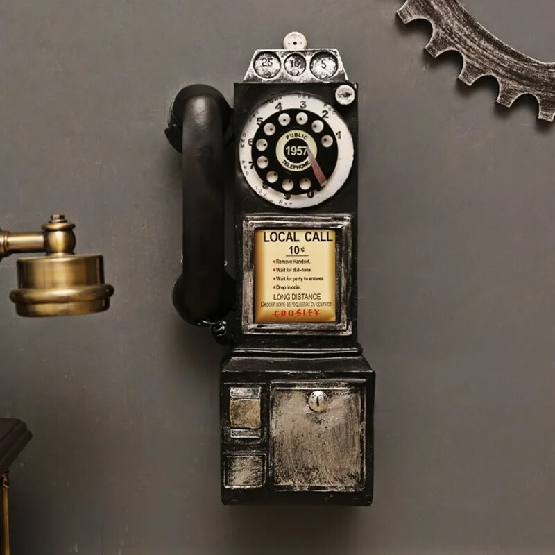 Kreativita Vintage telefónny model nástenné závesné ozdoby Retro nábytok Telefón miniatúrne remeslá darček pre bar domáce dekorácie