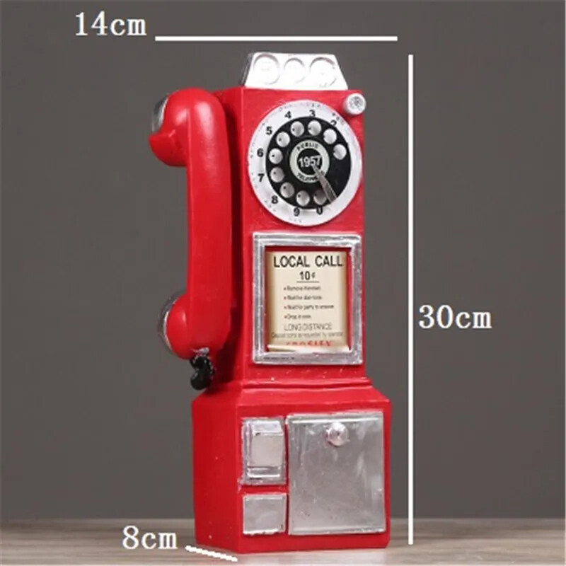 Kreativita Vintage telefónny model nástenné závesné ozdoby Retro nábytok Telefón miniatúrne remeslá darček pre bar domáce dekorácie