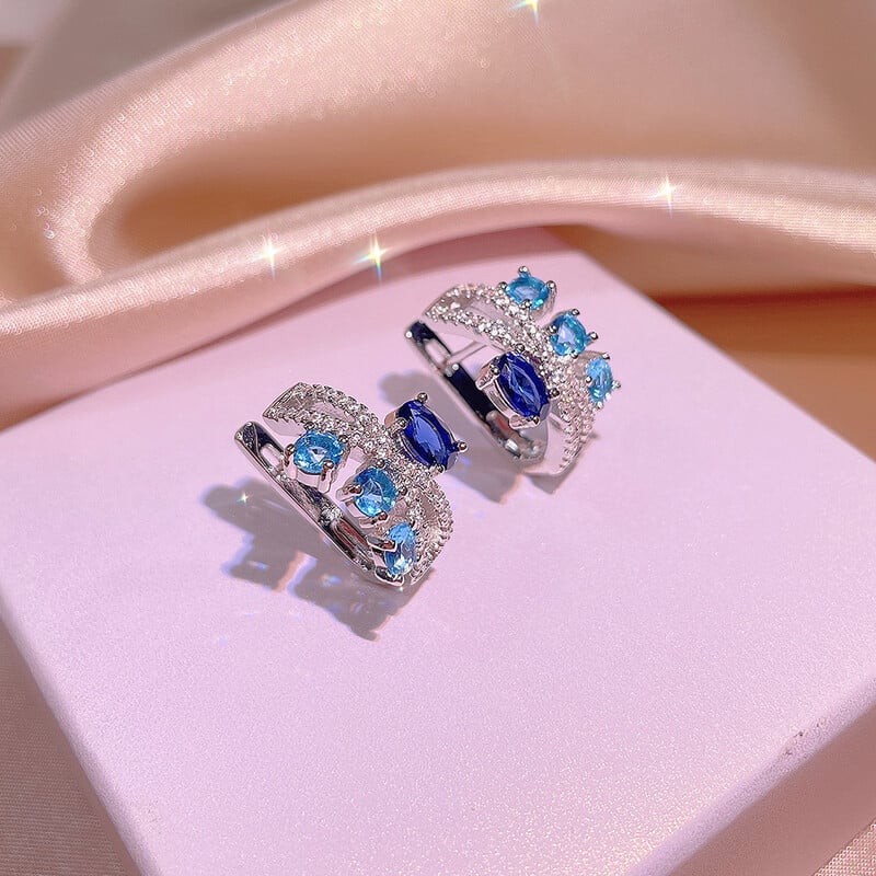 2021 új stílusú mikro berakásos temperamentum tanzanit aromás stílusú kis fülbevaló geometrikus fülbevaló 