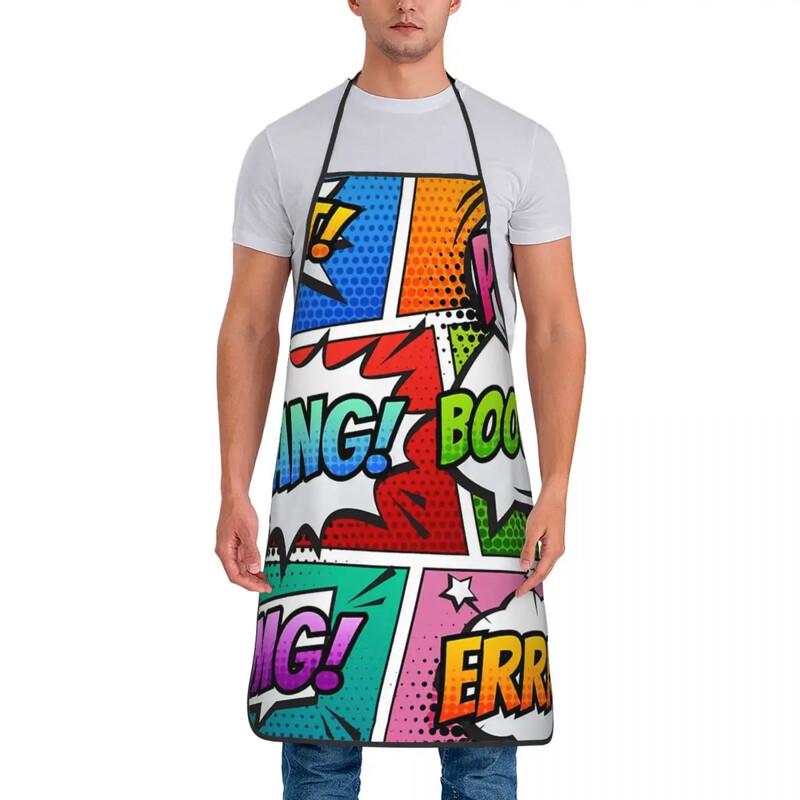 Pop Art Πάνελ κόμικ Ποδιά για άνδρες Γυναίκες Ενήλικες σεφ Μαγειρεύουν Κουζίνα Comic Lover Cuisine Painting