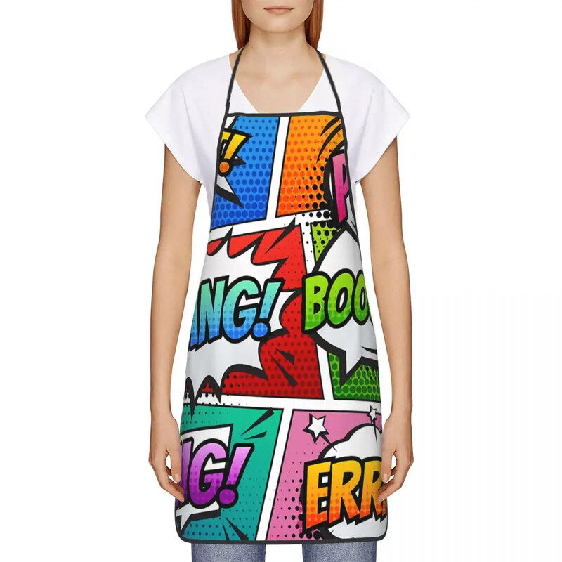 Pop Art Πάνελ κόμικ Ποδιά για άνδρες Γυναίκες Ενήλικες σεφ Μαγειρεύουν Κουζίνα Comic Lover Cuisine Painting