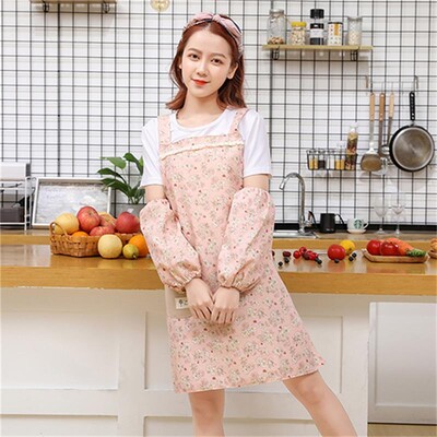 Komplet pregača Crtani cvjetni modni ispis Čišćenje doma Kuhinja Kuhanje Obrišite ruke Zaštitna odjeća Rukavi Kombinacija pregača