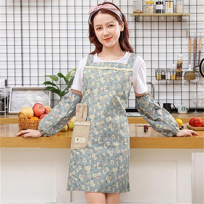 Komplet pregača Crtani cvjetni modni ispis Čišćenje doma Kuhinja Kuhanje Obrišite ruke Zaštitna odjeća Rukavi Kombinacija pregača