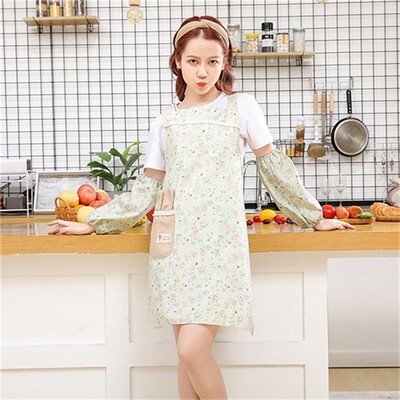 Komplet pregača Crtani cvjetni modni ispis Čišćenje doma Kuhinja Kuhanje Obrišite ruke Zaštitna odjeća Rukavi Kombinacija pregača