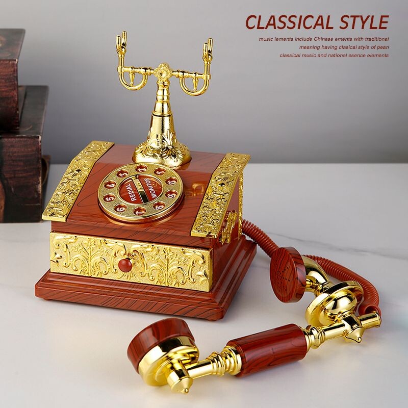 European Retro Dial Phone Style Music Box Creative Home Foyer Ντουλάπι τηλεόρασης Πλαστικά Επιτραπέζια διακόσμηση σπιτιού ZE917