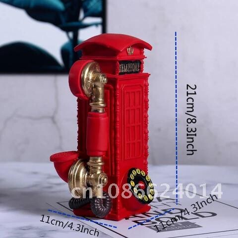 Figurine pentru cabină telefonică din rășină 21cm VILEAD Creativ cutie europeană de apeluri Pușculină Decorare Meșteșuguri lucrate manual Cadouri vintage Hogar