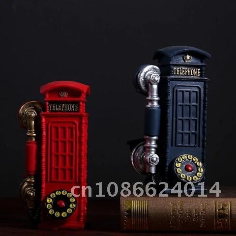 Figurine pentru cabină telefonică din rășină 21cm VILEAD Creativ cutie europeană de apeluri Pușculină Decorare Meșteșuguri lucrate manual Cadouri vintage Hogar