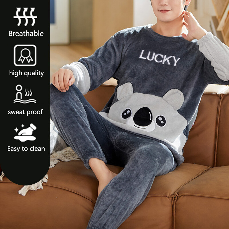 2 kom/komplet muške pidžame, kućne odjeće, jesen i zima, podstavljene i podebljane, topla flanelska školska uniforma, pidžama od koraljnog flisa za dječaka