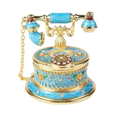 Retro telefono stiliaus namų aksesuarai emaliuoti papuošalai europietiško stiliaus laikymo dėžutės atverčiamas dangtelis raižytas namų dekoravimo ornamentas ZE916