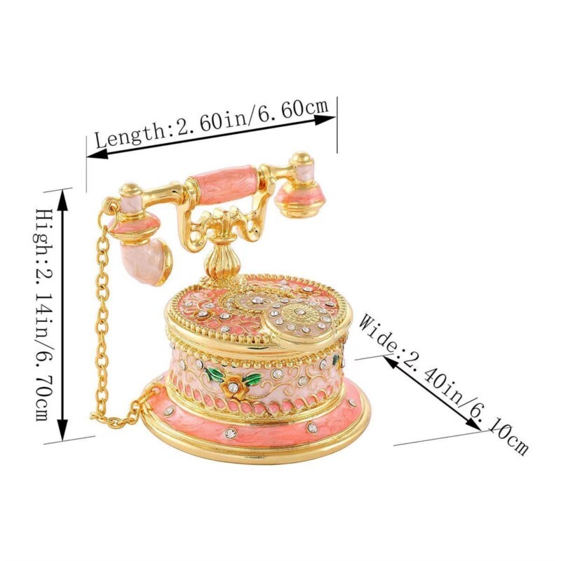 Retro telefono stiliaus namų aksesuarai emaliuoti papuošalai europietiško stiliaus laikymo dėžutės atverčiamas dangtelis raižytas namų dekoravimo ornamentas ZE916