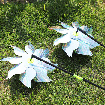 Silver Laser Bird Repellent Silver Windmill 8-Blade Rotating Windmill For Farm Estate Outdoor Bird Repeller