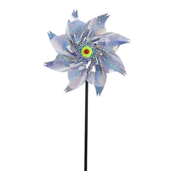 Silver Laser Bird Repellent Silver Windmill 8-Blade Rotating Windmill For Farm Estate Outdoor Bird Repeller